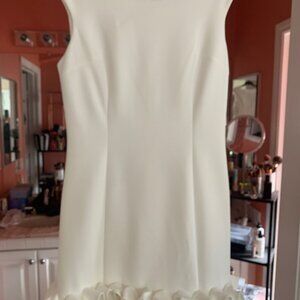 White Sleeveless Dress with Bottom Ruffle